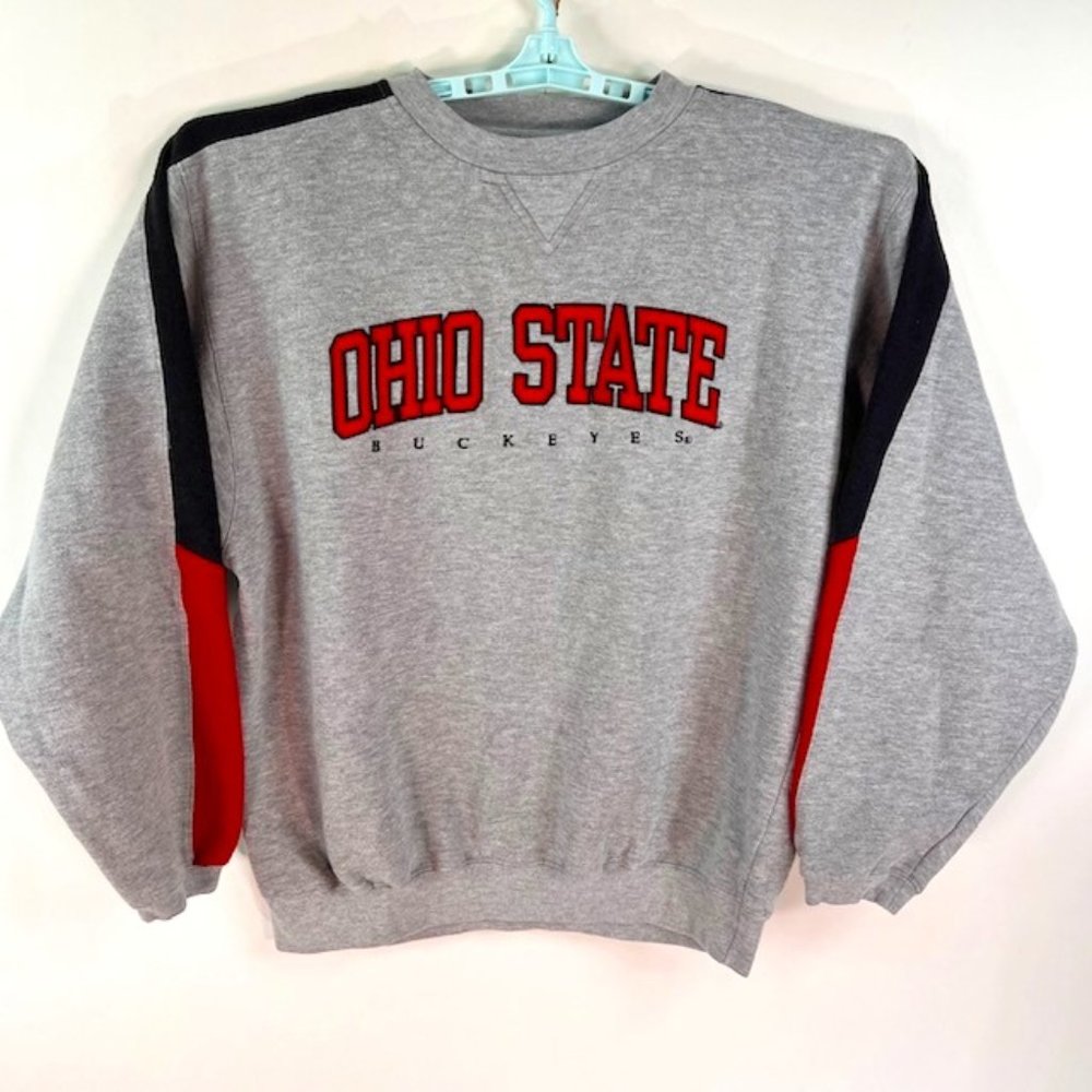 Ohio State Buckeye University Sweatshirt Mens Large Gray Cadre Embroidered